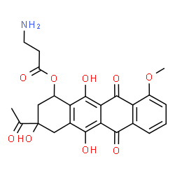 ChemSpider 2D Image | 3-Acetyl-3,5,12-trihydroxy-10-methoxy-6,11-dioxo-1,2,3,4,6,11-hexahydro-1-tetracenyl beta-alaninate | C24H23NO9