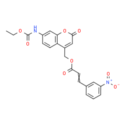 ChemSpider 2D Image | {7-[(Ethoxycarbonyl)amino]-2-oxo-2H-chromen-4-yl}methyl 3-(3-nitrophenyl)acrylate | C22H18N2O8