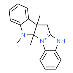 ChemSpider 2D Image | 6a,11,11a-Trimethyl-6,6a,11,11a-tetrahydro-5H-indolo[3',2':4,5]pyrrolo[1,2-a][3,1]benzimidazol-12-ium | C19H20N3