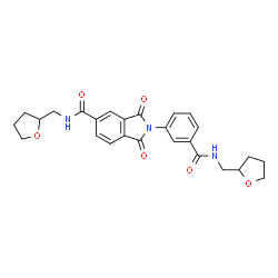 ChemSpider 2D Image | 1,3-Dioxo-N-(tetrahydro-2-furanylmethyl)-2-{3-[(tetrahydro-2-furanylmethyl)carbamoyl]phenyl}-5-isoindolinecarboxamide | C26H27N3O6