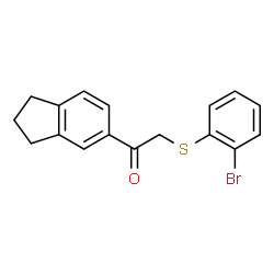 ChemSpider 2D Image | 2-[(2-Bromophenyl)sulfanyl]-1-(2,3-dihydro-1H-inden-5-yl)ethanone | C17H15BrOS