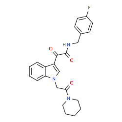 ChemSpider 2D Image | N-(4-Fluorobenzyl)-2-oxo-2-{1-[2-oxo-2-(1-piperidinyl)ethyl]-1H-indol-3-yl}acetamide | C24H24FN3O3