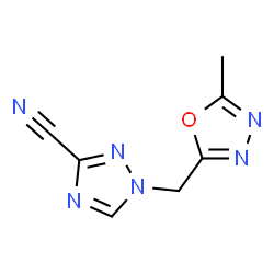 ChemSpider 2D Image | 1-[(5-Methyl-1,3,4-oxadiazol-2-yl)methyl]-1H-1,2,4-triazole-3-carbonitrile | C7H6N6O