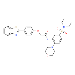 ChemSpider 2D Image | 2-[4-(1,3-Benzothiazol-2-yl)phenoxy]-N-[5-(diethylsulfamoyl)-2-(4-morpholinyl)phenyl]acetamide | C29H32N4O5S2