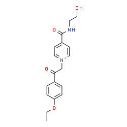 ChemSpider 2D Image | 1-[2-(4-Ethoxyphenyl)-2-oxoethyl]-4-[(2-hydroxyethyl)carbamoyl]pyridinium | C18H21N2O4