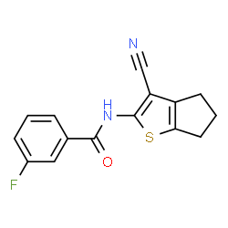 ChemSpider 2D Image | N-(3-Cyano-5,6-dihydro-4H-cyclopenta[b]thiophen-2-yl)-3-fluorobenzamide | C15H11FN2OS