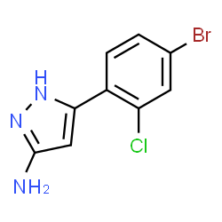 ChemSpider 2D Image | 5-(4-Bromo-2-chlorophenyl)-1H-pyrazol-3-amine | C9H7BrClN3