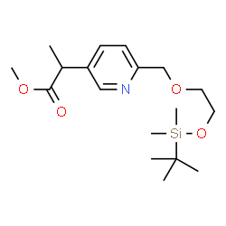 ChemSpider 2D Image | Methyl 2-{6-[(2-{[dimethyl(2-methyl-2-propanyl)silyl]oxy}ethoxy)methyl]-3-pyridinyl}propanoate | C18H31NO4Si