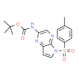 ChemSpider 2D Image | 2-(Boc-amino)-5-tosyl-5H-pyrrolo[2,3-b]pyrazine | C18H20N4O4S