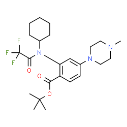 ChemSpider 2D Image | 2-Methyl-2-propanyl 2-[cyclohexyl(trifluoroacetyl)amino]-4-(4-methyl-1-piperazinyl)benzoate | C24H34F3N3O3
