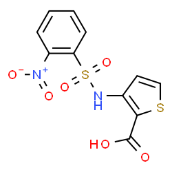 ChemSpider 2D Image | 3-{[(2-Nitrophenyl)sulfonyl]amino}-2-thiophenecarboxylic acid | C11H8N2O6S2