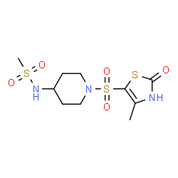ChemSpider 2D Image | N-{1-[(4-Methyl-2-oxo-2,3-dihydro-1,3-thiazol-5-yl)sulfonyl]-4-piperidinyl}methanesulfonamide | C10H17N3O5S3