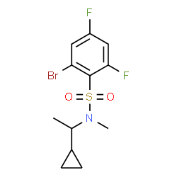ChemSpider 2D Image | 2-Bromo-N-(1-cyclopropylethyl)-4,6-difluoro-N-methylbenzenesulfonamide | C12H14BrF2NO2S