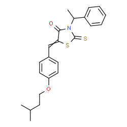 ChemSpider 2D Image | 5-[4-(3-Methylbutoxy)benzylidene]-3-(1-phenylethyl)-2-thioxo-1,3-thiazolidin-4-one | C23H25NO2S2