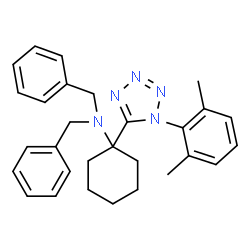 ChemSpider 2D Image | N,N-Dibenzyl-1-[1-(2,6-dimethylphenyl)-1H-tetrazol-5-yl]cyclohexanamine | C29H33N5