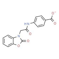 ChemSpider 2D Image | 4-{[(2-Oxo-1,3-benzoxazol-3(2H)-yl)acetyl]amino}benzoate | C16H11N2O5