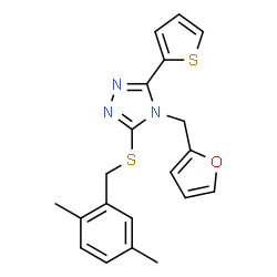 ChemSpider 2D Image | 3-[(2,5-Dimethylbenzyl)sulfanyl]-4-(2-furylmethyl)-5-(2-thienyl)-4H-1,2,4-triazole | C20H19N3OS2
