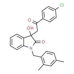 ChemSpider 2D Image | 3-[2-(4-Chlorophenyl)-2-oxoethyl]-1-(2,4-dimethylbenzyl)-3-hydroxy-1,3-dihydro-2H-indol-2-one | C25H22ClNO3