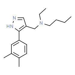 ChemSpider 2D Image | N-{[5-(3,4-Dimethylphenyl)-1H-pyrazol-4-yl]methyl}-N-ethyl-1-butanamine | C18H27N3