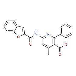 ChemSpider 2D Image | N-(4-Methyl-5-oxo-5H-chromeno[4,3-b]pyridin-2-yl)-1-benzofuran-2-carboxamide | C22H14N2O4