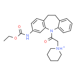 ChemSpider 2D Image | 1-(2-{3-[(Ethoxycarbonyl)amino]-10,11-dihydro-5H-dibenzo[b,f]azepin-5-yl}-2-oxoethyl)piperidinium | C24H30N3O3