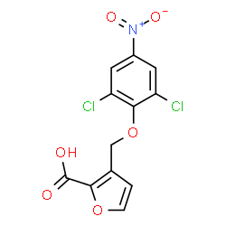 ChemSpider 2D Image | 3-[(2,6-Dichloro-4-nitrophenoxy)methyl]-2-furoic acid | C12H7Cl2NO6