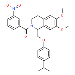 ChemSpider 2D Image | {1-[(4-Isopropylphenoxy)methyl]-6,7-dimethoxy-3,4-dihydro-2(1H)-isoquinolinyl}(3-nitrophenyl)methanone | C28H30N2O6