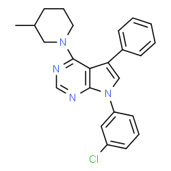 ChemSpider 2D Image | 7-(3-Chlorophenyl)-4-(3-methyl-1-piperidinyl)-5-phenyl-7H-pyrrolo[2,3-d]pyrimidine | C24H23ClN4