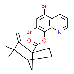 ChemSpider 2D Image | 5,7-Dibromo-8-quinolinyl 3,3-dimethyl-2-methylenebicyclo[2.2.1]heptane-1-carboxylate | C20H19Br2NO2
