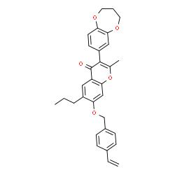 ChemSpider 2D Image | 3-(3,4-Dihydro-2H-1,5-benzodioxepin-7-yl)-2-methyl-6-propyl-7-[(4-vinylbenzyl)oxy]-4H-chromen-4-one | C31H30O5