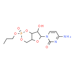 ChemSpider 2D Image | 4-Amino-1-(7-hydroxy-2-oxido-2-propoxytetrahydro-4H-furo[3,2-d][1,3,2]dioxaphosphinin-6-yl)-2(1H)-pyrimidinone | C12H18N3O7P