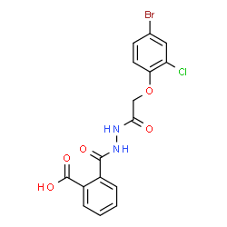 ChemSpider 2D Image | 2-({2-[(4-Bromo-2-chlorophenoxy)acetyl]hydrazino}carbonyl)benzoic acid | C16H12BrClN2O5
