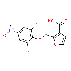 ChemSpider 2D Image | 2-[(2,6-Dichloro-4-nitrophenoxy)methyl]-3-furoic acid | C12H7Cl2NO6