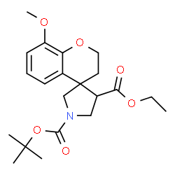 ChemSpider 2D Image | 1'-TERT-BUTYL 4'-ETHYL 8-METHOXYSPIRO[CHROMAN-4,3'-PYRROLIDINE]-1',4'-DICARBOXYLATE | C21H29NO6