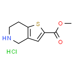 ChemSpider 2D Image | Methyl 4,5,6,7-tetrahydrothieno[3,2-c]pyridine-2-carboxylate hydrochloride (1:1) | C9H12ClNO2S