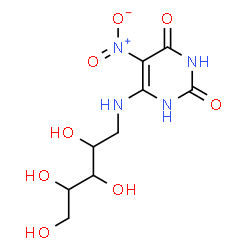ChemSpider 2D Image | 1-Deoxy-1-[(5-nitro-2,6-dioxo-1,2,3,6-tetrahydro-4-pyrimidinyl)amino]pentitol | C9H14N4O8