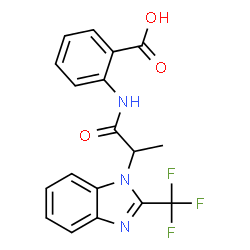 ChemSpider 2D Image | 2-({2-[2-(Trifluoromethyl)-1H-benzimidazol-1-yl]propanoyl}amino)benzoic acid | C18H14F3N3O3