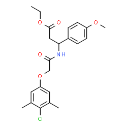 ChemSpider 2D Image | Ethyl 3-{[(4-chloro-3,5-dimethylphenoxy)acetyl]amino}-3-(4-methoxyphenyl)propanoate | C22H26ClNO5