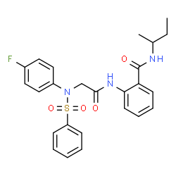 ChemSpider 2D Image | N-sec-Butyl-2-{[N-(4-fluorophenyl)-N-(phenylsulfonyl)glycyl]amino}benzamide | C25H26FN3O4S