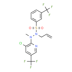 ChemSpider 2D Image | N-Allyl-N'-[3-chloro-5-(trifluoromethyl)-2-pyridinyl]-N'-methyl-3-(trifluoromethyl)benzenesulfonohydrazide | C17H14ClF6N3O2S