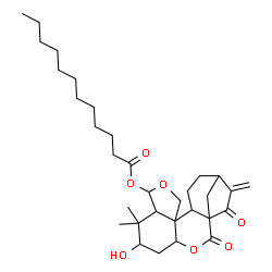 ChemSpider 2D Image | 6-Hydroxy-7,7-dimethyl-17-methylene-2,18-dioxo-3,10-dioxapentacyclo[14.2.1.0~1,13~.0~4,12~.0~8,12~]nonadec-9-yl laurate | C32H48O7