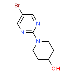 ChemSpider 2D Image | 1-(5-Bromo-2-pyrimidinyl)-4-piperidinol | C9H12BrN3O