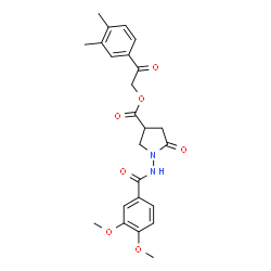 ChemSpider 2D Image | 2-(3,4-Dimethylphenyl)-2-oxoethyl 1-[(3,4-dimethoxybenzoyl)amino]-5-oxo-3-pyrrolidinecarboxylate | C24H26N2O7