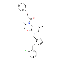 ChemSpider 2D Image | N-{[1-(2-Chlorobenzyl)-1H-pyrrol-2-yl]methyl}-N-isobutyl-N~2~-isopropyl-N~2~-(phenoxyacetyl)glycinamide | C29H36ClN3O3