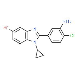 ChemSpider 2D Image | 5-(5-Bromo-1-cyclopropyl-1H-benzimidazol-2-yl)-2-chloroaniline | C16H13BrClN3