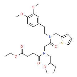 ChemSpider 2D Image | Ethyl 4-[(2-{[2-(3,4-dimethoxyphenyl)ethyl](2-thienylmethyl)amino}-2-oxoethyl)(tetrahydro-2-furanylmethyl)amino]-4-oxobutanoate | C28H38N2O7S