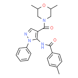 ChemSpider 2D Image | N-{4-[(2,6-Dimethyl-4-morpholinyl)carbonyl]-1-phenyl-1H-pyrazol-5-yl}-4-methylbenzamide | C24H26N4O3