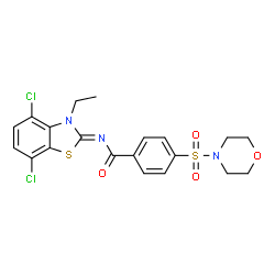 ChemSpider 2D Image | N-[(2Z)-4,7-Dichloro-3-ethyl-1,3-benzothiazol-2(3H)-ylidene]-4-(4-morpholinylsulfonyl)benzamide | C20H19Cl2N3O4S2