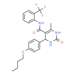 ChemSpider 2D Image | 4-(4-Butoxyphenyl)-6-methyl-2-oxo-N-[2-(trifluoromethyl)phenyl]-1,2,3,4-tetrahydro-5-pyrimidinecarboxamide | C23H24F3N3O3