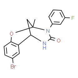 ChemSpider 2D Image | 4-Bromo-10-(3-fluorophenyl)-9-methyl-8-oxa-10,12-diazatricyclo[7.3.1.0~2,7~]trideca-2,4,6-trien-11-one | C17H14BrFN2O2